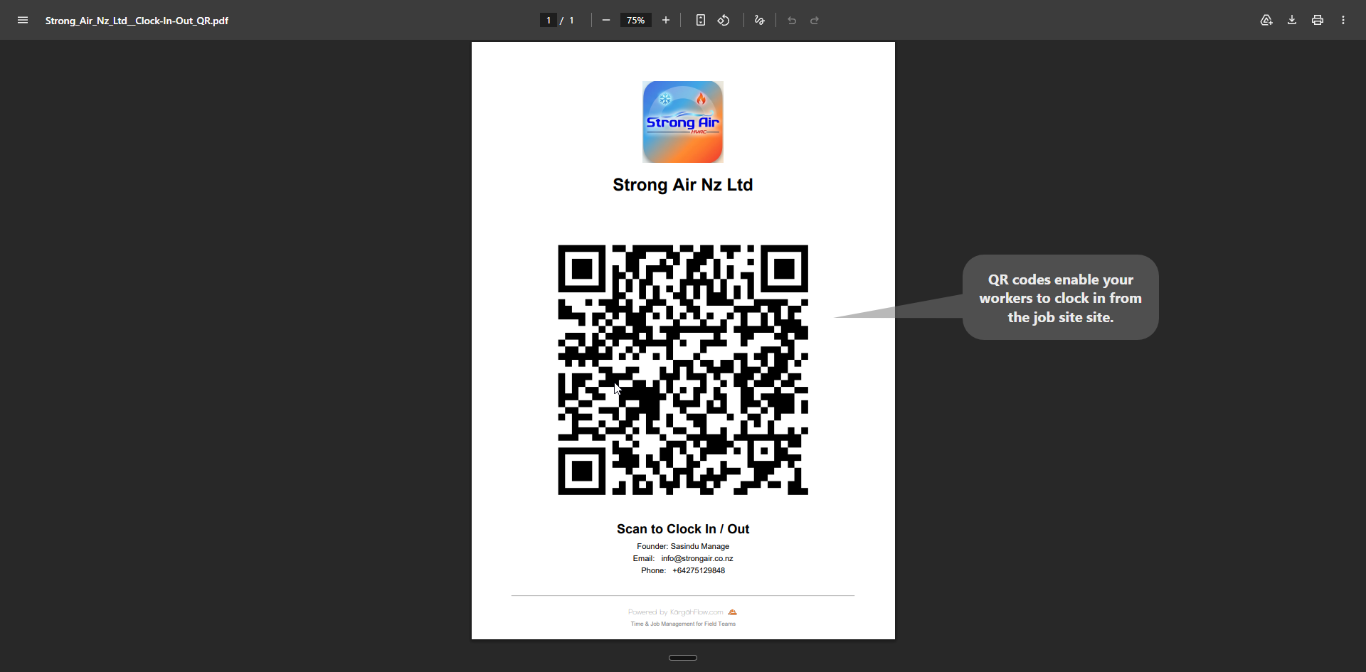 Printable company QR poster preview